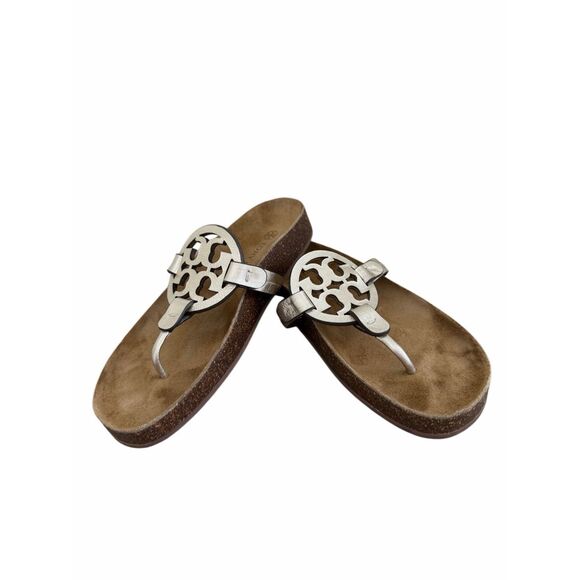 Tory Burch Miller Cloud Sandals Womens Size 6 Spark Gold With Medallion - Picture 7 of 8